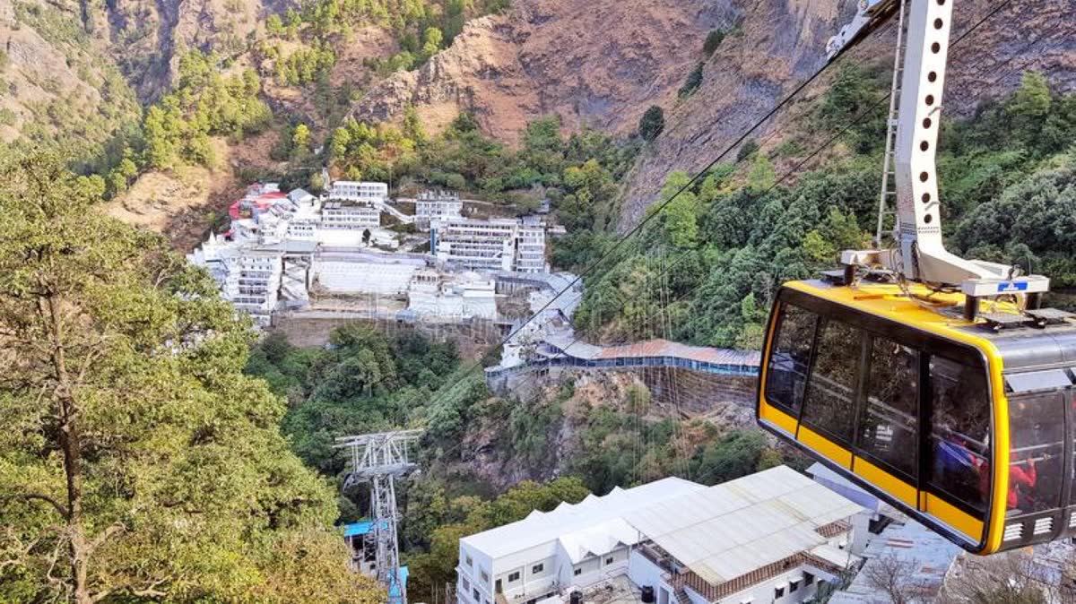 Aerial view of the Mata Vaishno Devi shrine complex near Katra